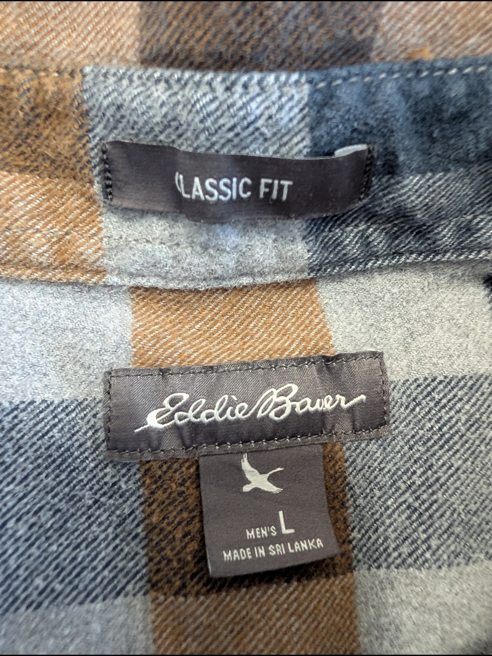 Men's Eddie Bauer Plaid Button-Down Shirt in Brown & Gray - Lightweight Casual - Picture 6 of 6